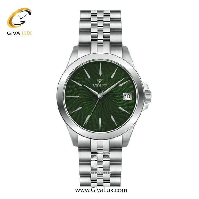 ساعت مچی اورجینال زنانه ویولت VIOLET نقره ای | نقره ای| سبز یشمی تیره| کد رفرنس 0592 سایز متوسط